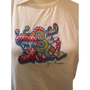 JIM THOMPSON Dragon Graphic Tee, White, Size Medium, NWT